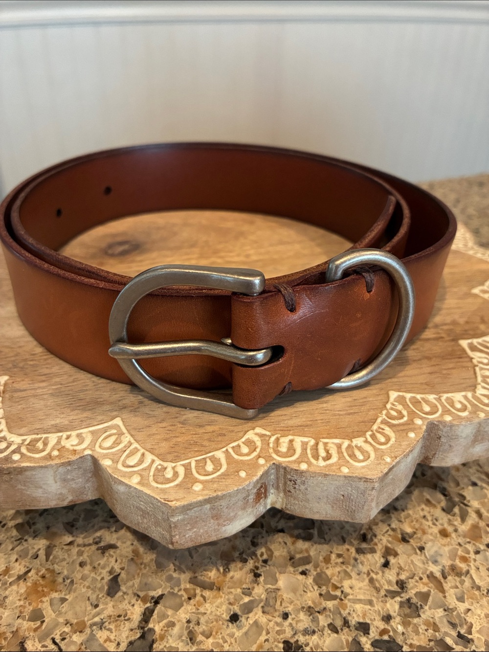Size Small Vintage  Italian Valdarno Leather Double Ring Belt